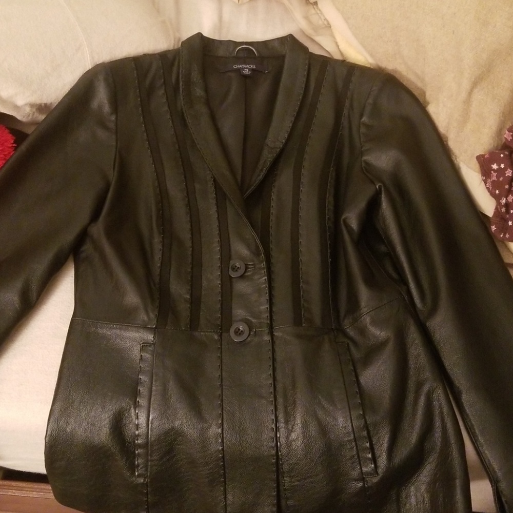 Chadwicks Two Button Leather Blazer